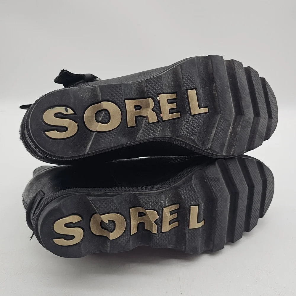 SOREL Leather Wedge Womens Size 8 Joan of Arctic Waterproof II Buckle Boot Black